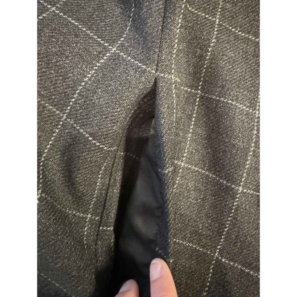 Lauren Ralph Lauren Womens 20W Lambswool Windowpane Coat Gray Hidden Button - Picture 4 of 13